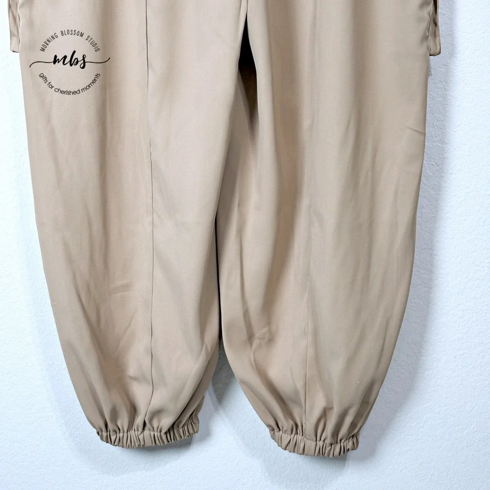 Megan Renee Parachute Cargo Pants‎ Elastic Waist Tapered Jogger Tan Women 2X - Picture 5 of 8